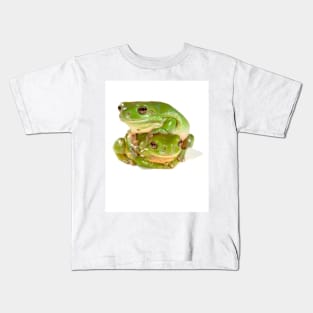 Green tree frogs, one on top of the other Kids T-Shirt